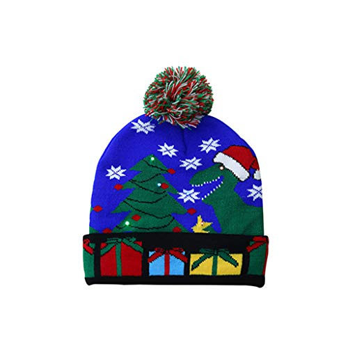 huyiko - Gorro de Navidad con Luces LED, Unisex, para Invierno, Nieve, para Hombre y Mujer 04