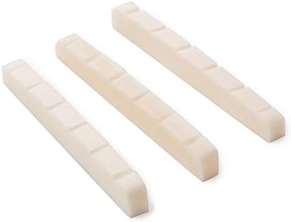 42mm Guitar Bone Nut 3pcs Pre-Slotted Nuts Replacement guitar parts Compatible with Strat Tele Electric/acoustic/Guitar,Flat Bottom,WHITE