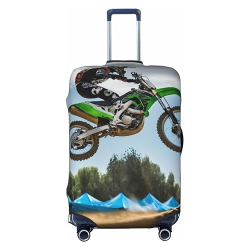 Travel Luggage Suitcase Protector Zipper Closure Baggage Protector for 19-32 inch Suitcase, Anti-Scratch Luggage Case Protective Cover, Washable (Motocross Dirt Bike Sport Motorcycle)