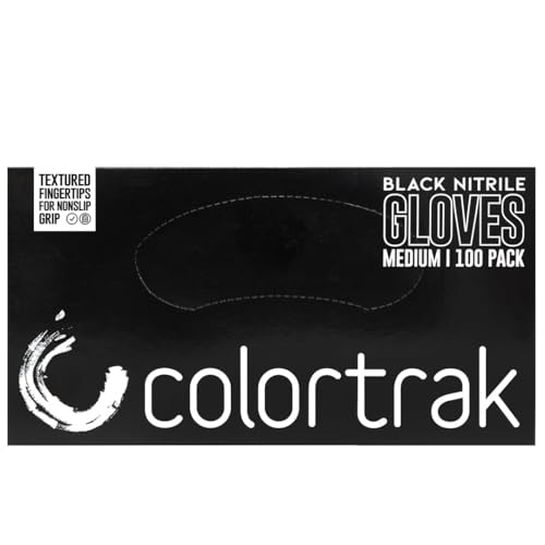 Colortrak Luminous Collection Disposable Nitrile Gloves, Black, Medium, Single-Use, Allergy-Safe, Latex-Free, Powder-Free, Odor-Free, Textured Finger Tips