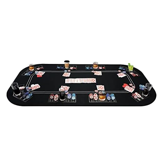 YUZPKRSI 3 in 1 Poker Table Top, Texas Hold'em Poker Card Tabletop Layout with Reversible Black Felt, Foldable Poker Table Mat with Cup Holders, Carrying Bag for Poker/Blackjack/Roulette