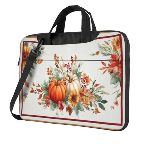 Housse ordinateur 15.6 citrouilles et fleurs rouge idéale pour travailler au café ou au bureau
