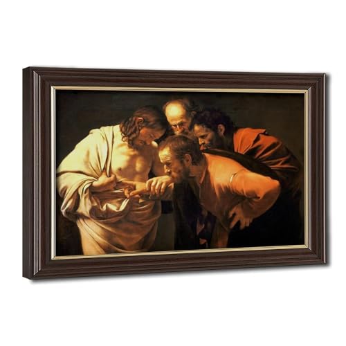 Toile Incrédulité de Saint Thomas Caravaggio 20x30 cm pour salon et bureau