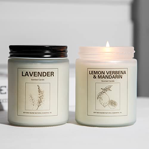 Lavender And Lemon Verbena Candle Gifts For Women 7 Oz Soy Candles Set For Home Scented, Long Lasting Aromatherapy Candles, 2 Pcs #TOP4