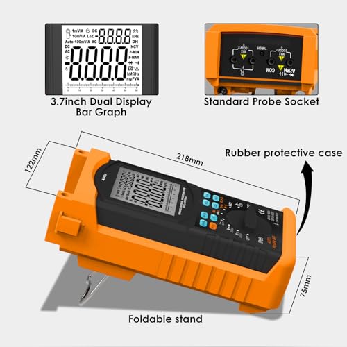 Image of BTMETER Professional Digital Multimeter, 6000 Count True RMS Auto-Ranging for AC /DC Voltage Current, Resistance, Capacitance, Frequency, Continuity, NCV, with Peak Hold, Low Pass Filter BT-6688T