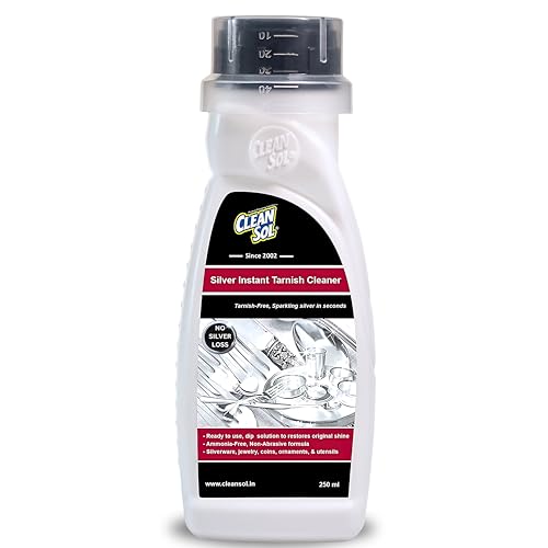 Cleansol Silver Dip Cleaner Liquid – 250 ml | Instant Silver Cleaner & Tarnish Remover for Pooja Items, Utensils & Jewellery | Silver Shine Cleaning Liquid for Silverware & Ornaments