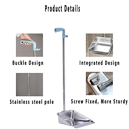 Yonill Dust Pans With Long Handle - Metal Upright Dustpan Heavy Duty, 35" Long Handled Stand Up Dustpans For Lobby, Garage, Home And Yard (Dust Pan Only) #TOP2