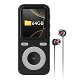 wiwoo 64GB Bluetooth MP3 Player with Speaker,FM Radio,Portable Music Player