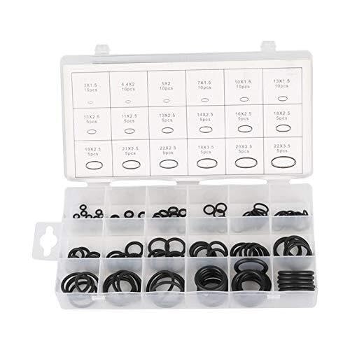 Rondelles plates en nylon, rondelles 125 pièces/paquet Kit de joints toriques 18 tailles Joints toriques métriques Joints en caoutchouc d'étanchéité Assortiment de résistance à l'huile avec boîte en p