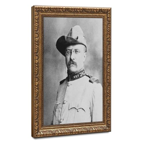 Impression sur toile Theodore Roosevelt - Portrait noir et blanc colonel cadre suspendu 40x60cm