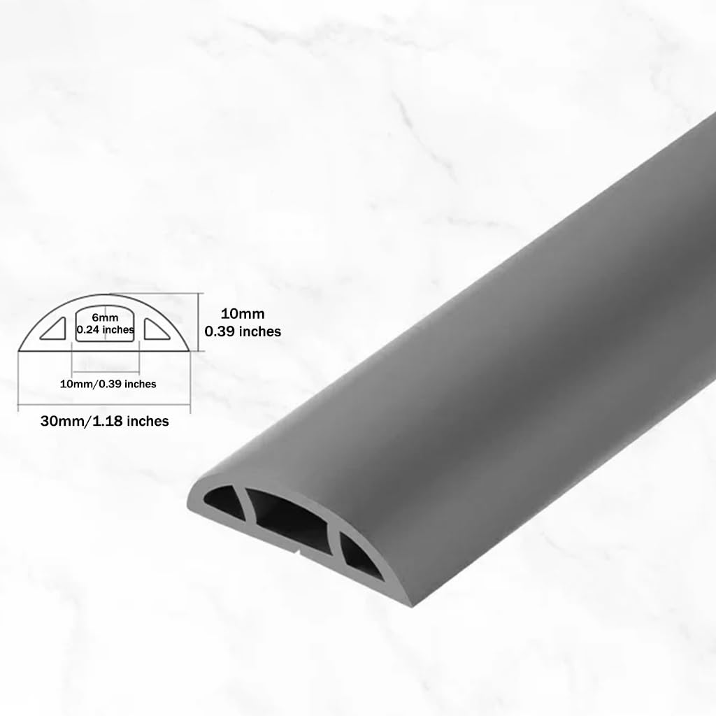 Cubrecables De Suelo con Almacenamiento Invisible, Gestión De Cables De PVC Blando para Escuelas/hoteles, Autoadhesivo, Canal Interior: 10 Mm × 6 Mm(Brown,10M)