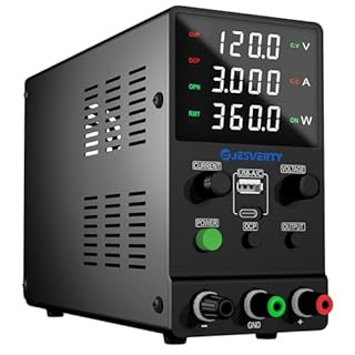 Alimentatore CC variabile, alimentatore da banco regolabile a commutazione 0-120V 0-3A con ricarica rapida USB e Type-C da 20W,manopola encoder, interruttore di uscita,display LED a 4 cifre SPS-12003M