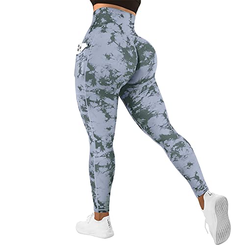 Women's Leggings Tie Dyed High Waist Fitness Pants Peach Hip Lifting Yoga Pants Exercise Tights Quick Drying Capris #TOP2