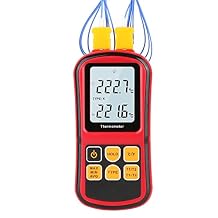 Digital Thermometer Pyrometer -400F  3200F -250C  1700C, Professional Thermocouple Lab Thermometer with Dual Channel Thermometer Probe, K-Type Handheld High Temperature Thermometer Red