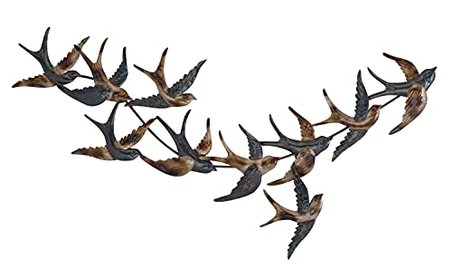 Deco 79 Metal Bird Flying Flock Of Wall Decor, 52" X 3" X 27", Blue #TOP1