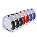 Produktbild Oozmas kompatible Etikettenband als Ersatz für Dymo Prägeband 3D Prägeetiketten 9mm x 3m, kompatibel Dymo Omega Junior Etikettenprägegerät für den Heimbedarf, (Weiß auf Schwarz/Blau/Rot), 7er-Pack