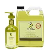 Cucina Fruits & Passion Coriander and Olive Tree Hand Soap Set, 6.7 fl oz Glass Bottle and 33.8 fl oz Refill, Made in Canada