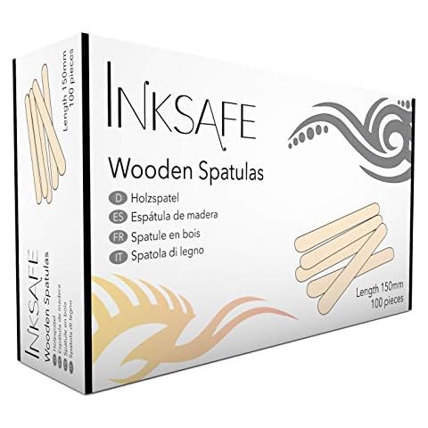 Pack of 100 Inksafe Wooden Waxing Spatulas Wax Applicator Sticks/Tongue Depressors for Hair Removal, Tattoo Cover