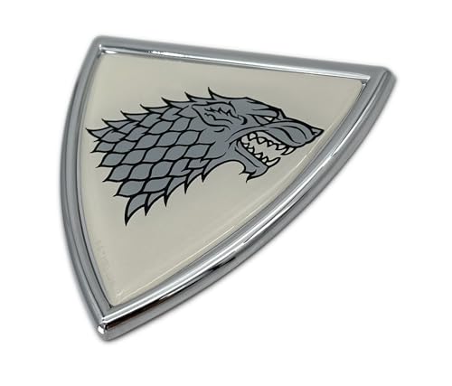 Image of Elektroplate Officially Licensed Game of Thrones House Stark Sigil Shield All Metal Chrome Emblem for Cars, Trucks, and All Auto | Universal Fit at 3.0 inch x 2.9 inch | Weatherproof