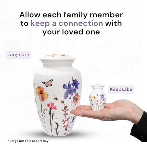 Image of Cremation Urns for Human Ashes Adult Female | Human Urn for Ashes for Women | Decorative for Cremation, Funeral, Burial, Home | Handcrafted Keepsake - Wildflower