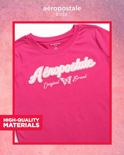 Image of Girls T Shirts - Soft Cotton Blend Short Sleeve Cute Graphic Tees - Classic Crewneck Logo Tee Girls Shirts (Sizes: 4-16), Size 6X, Raspberry