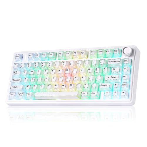 Image of Aula F75 Mechanical Keyboard,Wireless Creamy Gaming Keyboard with Knob | Tri-Modes Bluetooth /2.4GHz /Type-C,RGB Backlit,Programmable 81 PBT Keycaps, Hot Swappable Pre-lubed Seiya Switches