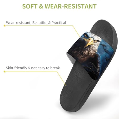 Bald Ea-gle Under Moon House Sandals Non-Slip Bathroom Slippers Beach Summer Shoes for Men Women3