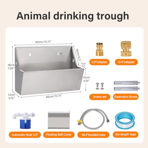 PAUQEWIE 2Gal Automatic Dog Water Bowl Dispenser Auto Fill Dog Waterer Outdoor Livestock Water Trough Drinking Feeder for Large Breed Dogs Chicken Cat Horse Poultry Farm Animal - Thumbnail 2