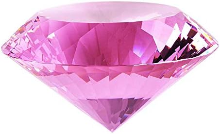 Crystal Glass Diamond Shaped Decoration, Pink 60mm Jewel Paperweight,Gift Decoration Idea For Christmas, Thanksgiving (Please identify our brand Yarr Store)