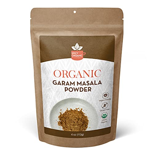 SPICY ORGANIC Garam Masala Powder - 100% Pure USDA Organic - Non-GMO, Gluten-Free–Adds Flavor to Your Main Dishes-Best Curry Powder, 4 Oz (113 grams)