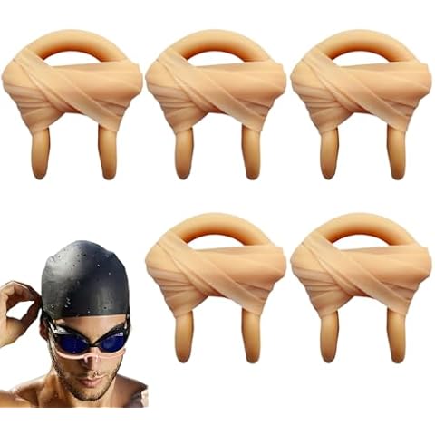 Hperu 5Pcs Nose Plugs,Nose Plugs for Swimming with String Silicone Nose Plugs for Kids and Adults 0.8x1 Portable Replacement Skin Color Swimming Nose Clip for Training, Competition Cover