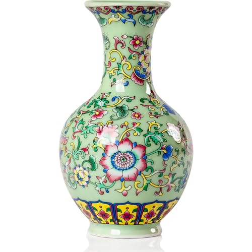 Qinlang Petit Vase Vert de 15,2 cm en céramique pour décoration de la Maison