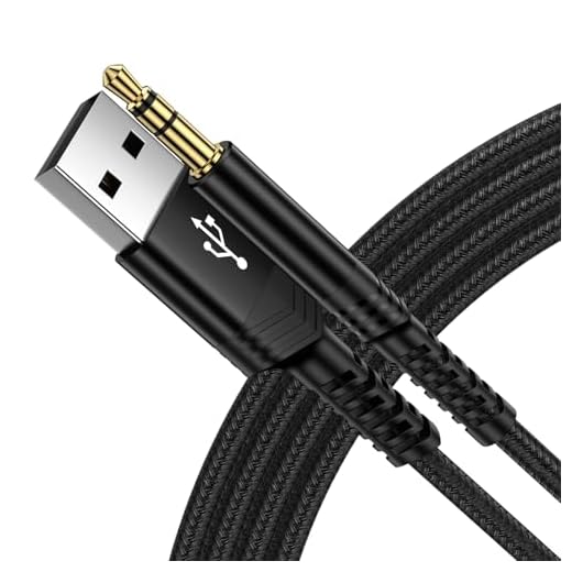 USB to 3.5mm TRS Audio Jack Adapter, USB Male to 3.5mm AUX Stereo Audio Cable Nylon Braided AUX Converter Cord for PC,Headphones, Speaker, Laptop, Windows, Mac OSX