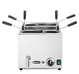 HENDI Cuocipasta Professionale 25 L con 5 Cestelli, Termostato 45–110°C, Rubinetto di Scarico con Blocco Meccanico, 230V/3500 W, 601x326x(H)279mm, Acciaio Inossidabile