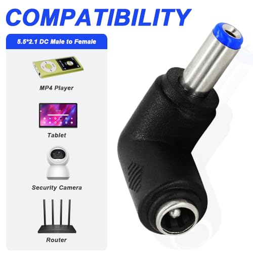 Adaptador de corriente DC 5.5x2.1mm ángulo 90° 10 unid miniatura 3