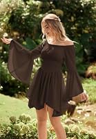 SCARLET DARKNESS Damen Piratenkleid schulterfrei Glockenärmel Renaissance – Ansicht 5