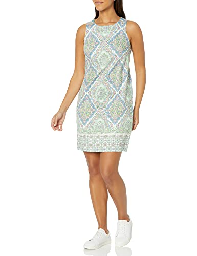 London Times Women's Cotton Sateen Preppy Bright Happy Vacation Shift Dress