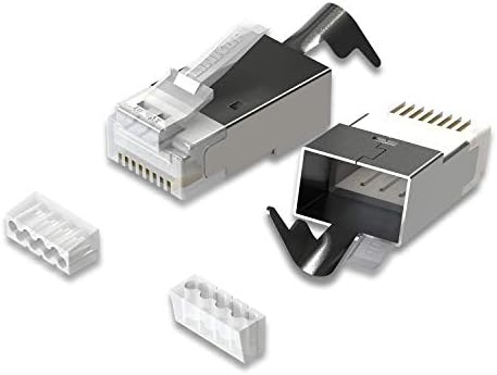 LINKUP] RJ45 Connectors Cat6A Ethernet Shielded Modular Plugs | for Large Diameter Wires (22AWG) Termination | 10G STP Gold-Plated [100-Pack]