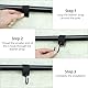QWORK® 5 Stück S Haken mit Lederschlaufe, 12,5 x 3 cm Kleiderhaken aus Edelstahll, Schwarz Haken für Garderobe
