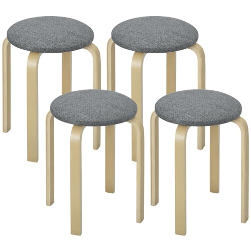 HOMCOM Ensemble de 4 Tabourets Empilables Modernes 40 x 40 x 45 cm Gris