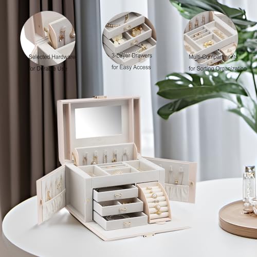 VLANDO Mirrored Jewelry Box Organizer, Pink Beige by VLANDO - Used condition - Image 3