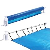 TATIVALO Pool Aufroller 1,05–6,15 m Verstellbar, Aufrollvorrichtung für Poolfolie & Solarplane, Mobiles Aufrollsystem mit Befestigungsbändern, Aluminium Poolabdeckung Aufroller