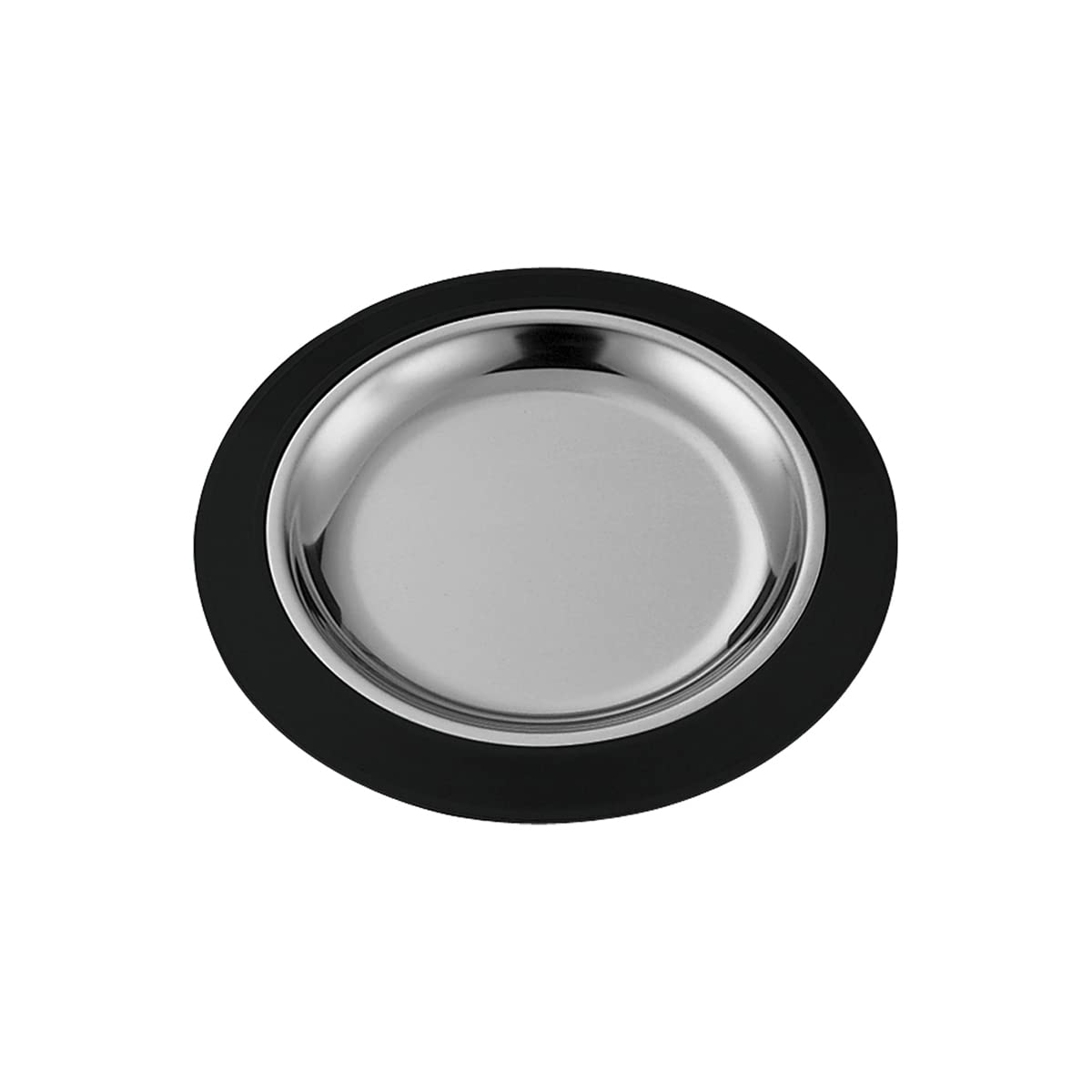 Service Ideas RT7BLC Round Thermo Plate, Insulated Sizzler Platter, 7" Plate with Slope, Stainless Steel Insert, Black Holder