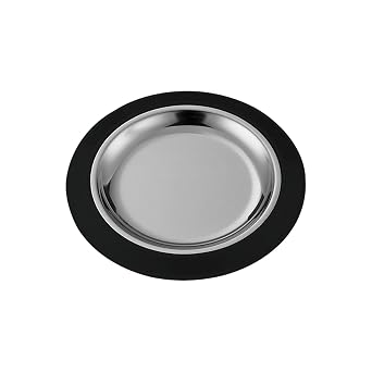Service Ideas Thermo Plate, 7", Stainless Steel Insert, Black Holder