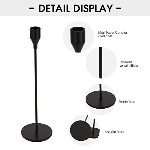 Frtim Black Candlestick Holders Set Of 3, Black Taper Candle Holders, Farmhouse Dining Mantle Fireplace Modern Table Centerpieces Decorative Fits 3/4 Inch Candles & Led #TOP7