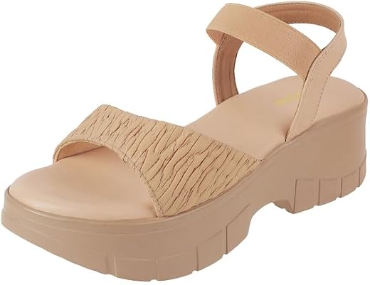 Mochi Women Faux Leather Wedge Heel Fashion Sandal