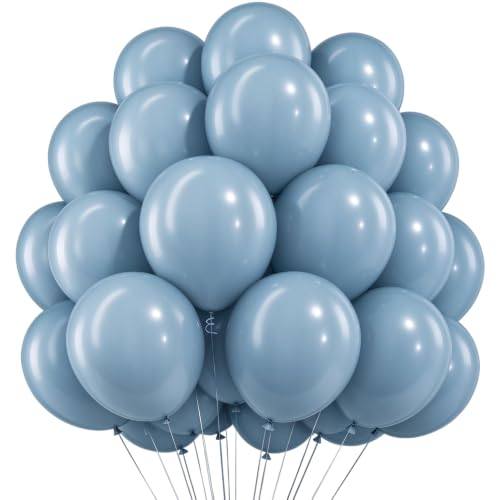EWODEIEW Ballons Bleu Rétro, 60 Pcs 10 Pouces Ballons Anniversaire Bleu Ballon de Baudruche Bleu,Ballon Latex Hélium, Décoration pour Mariage, Anniversaire Adulte, Baptême, Fête d'anniversaire