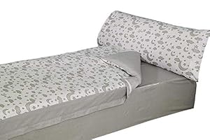Montse Interiors, S.L. Saco nórdico Estampado con Cremallera y Bajera Ajustable (para Cama de 90x190/200, Moon Gris)