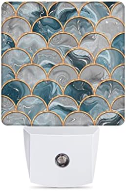 Liquid Marble Mermaid Fish Scale Night Light Plug in Printed LED Night Light for Kids Baby Night Light Projector LED Night Lights Plug Into Wall Night Lights Set for Bedroom, Bathroom, Kitchen
