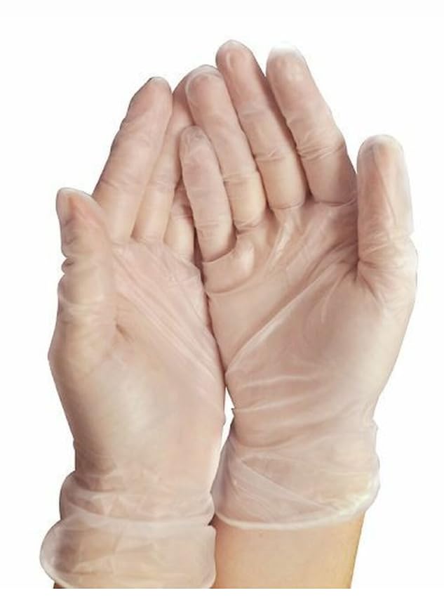 Healthy Home Paquete de 100 guantes de vinilo transparentes sin polvo, talla mediana